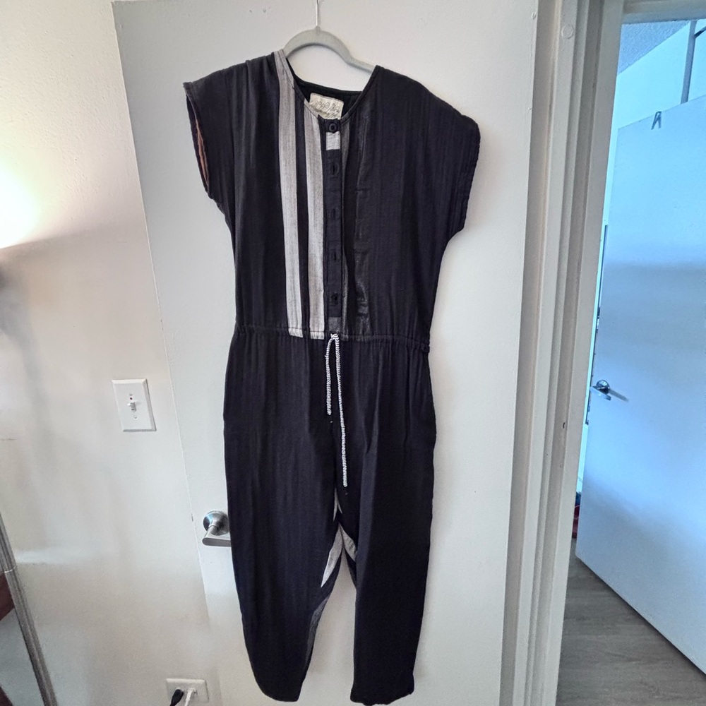 Ace & Jig Black Jumpsuit with White Stripe Detail